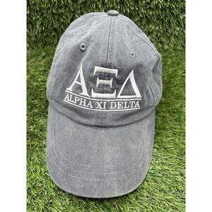 Alpha Xi Delta Sorority Hat Cap Gray Adams Adjustable Greek Letters Vintage